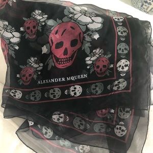 Alexander McQueen Silk Skull and Floral Scarf